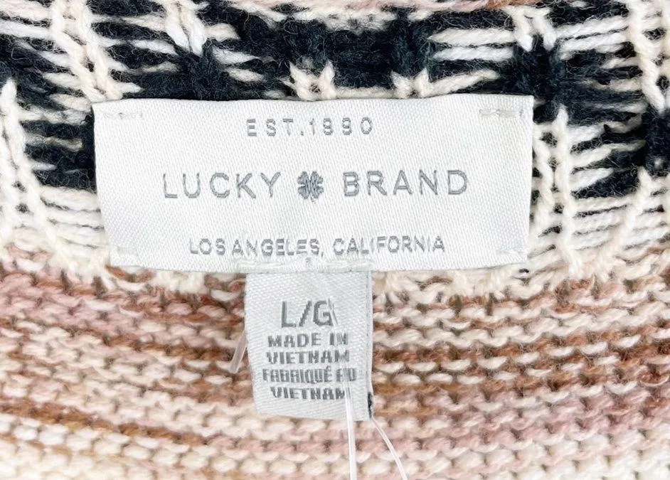 NEW Lucky Brand Grey Jacquard Boyfriend Cardigan Sweater Southwestern Size Large - Image 5