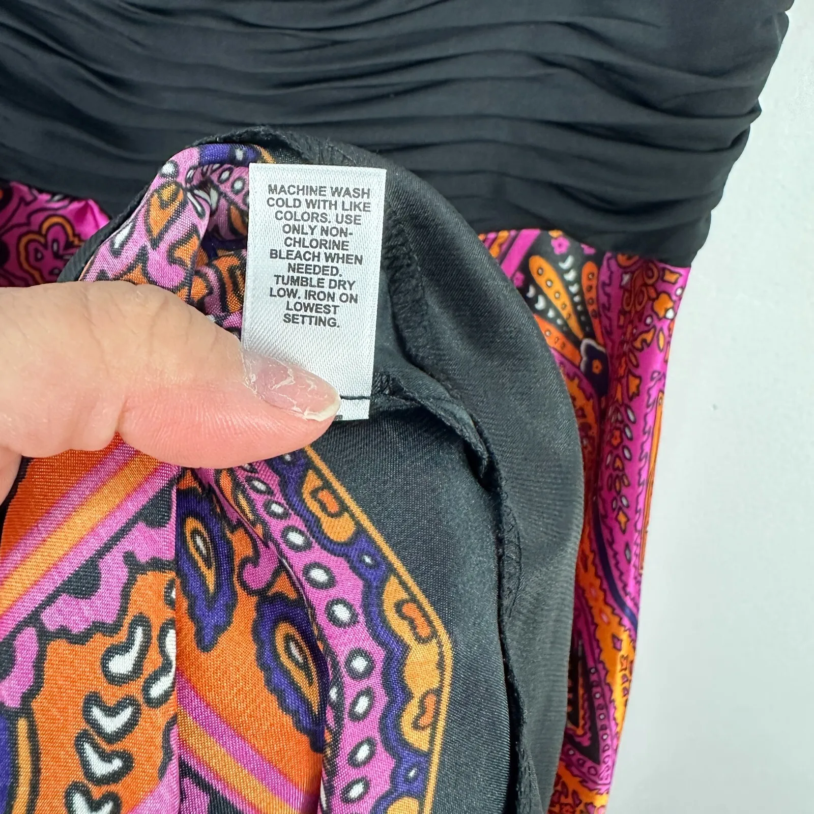 Cato Dress 14 Black Multicolor‎ Boho Paisley Handkerchief Hem Halter Y2K Fairy - Image 7