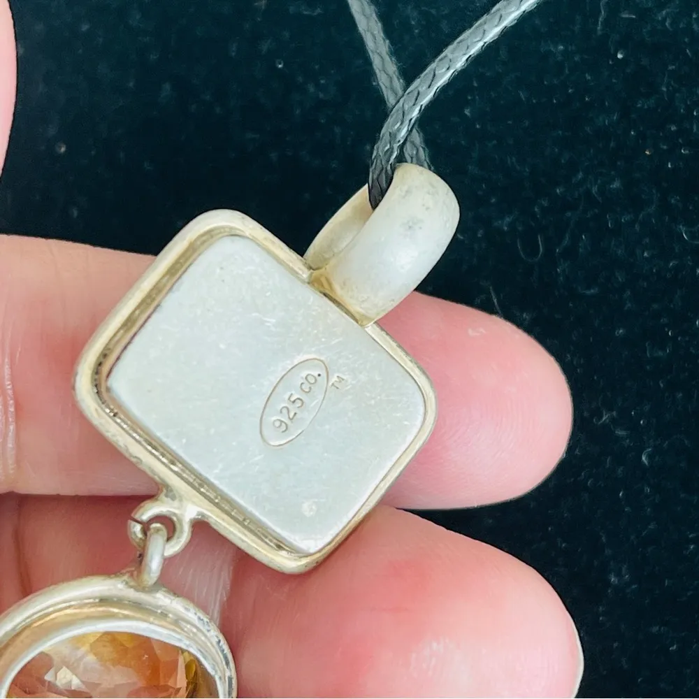 Vintage 925 silver with citrine and abalone shell pendant - Image 5