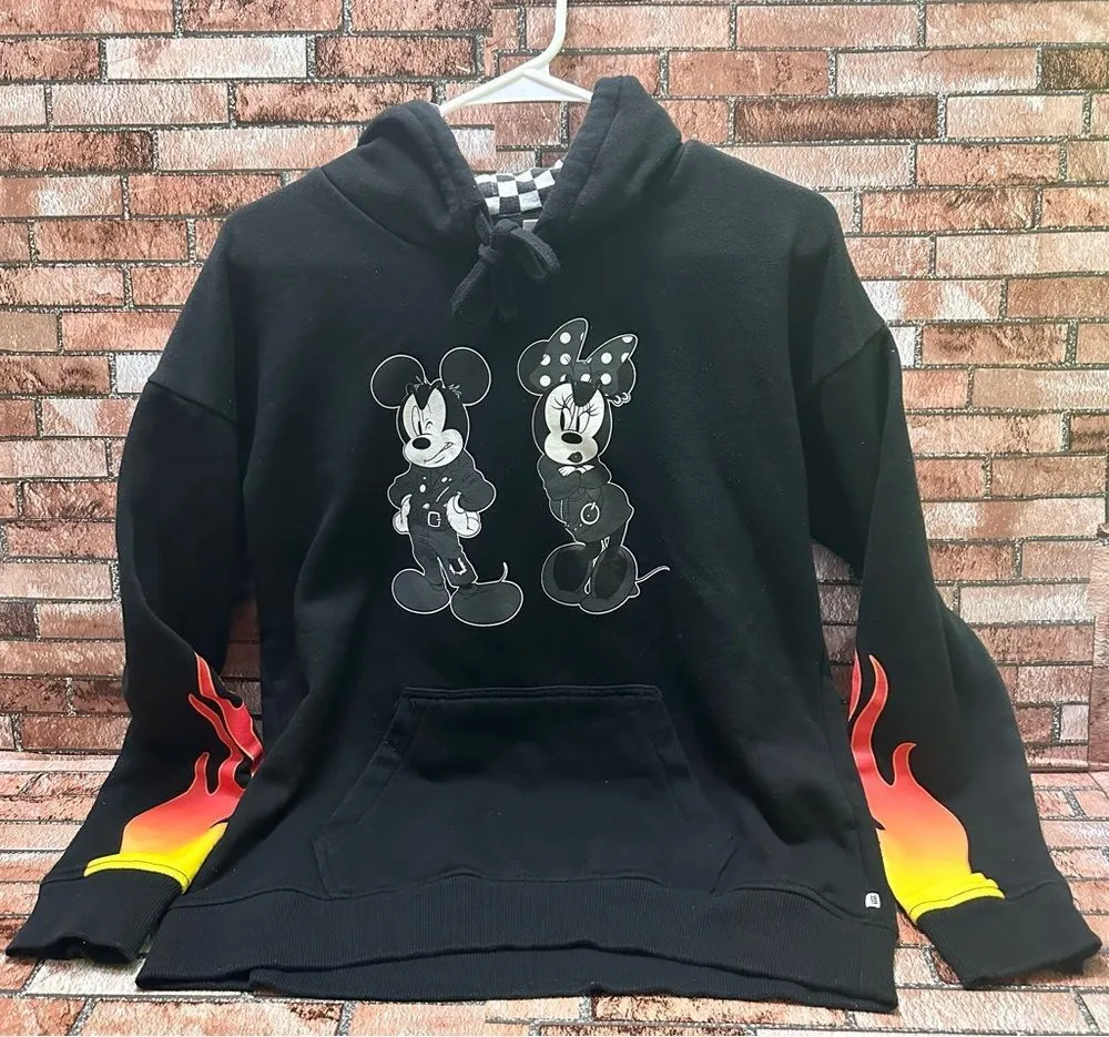 VANS X Disney Punk Mickey Mouse & Minnie 90’s Pullover Hoodie S Black - Image 1