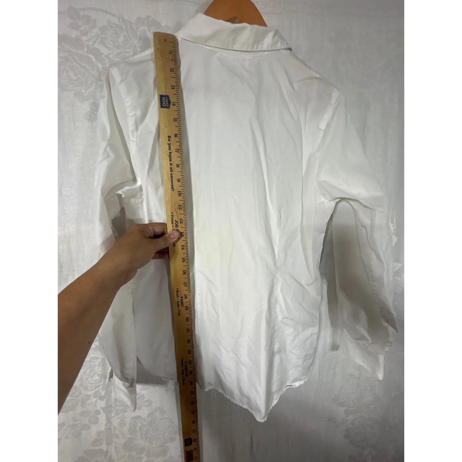 Talbots Vintage  Button Up 8 White Long Sleeve Cotton Solid Classic Basic - Image 7