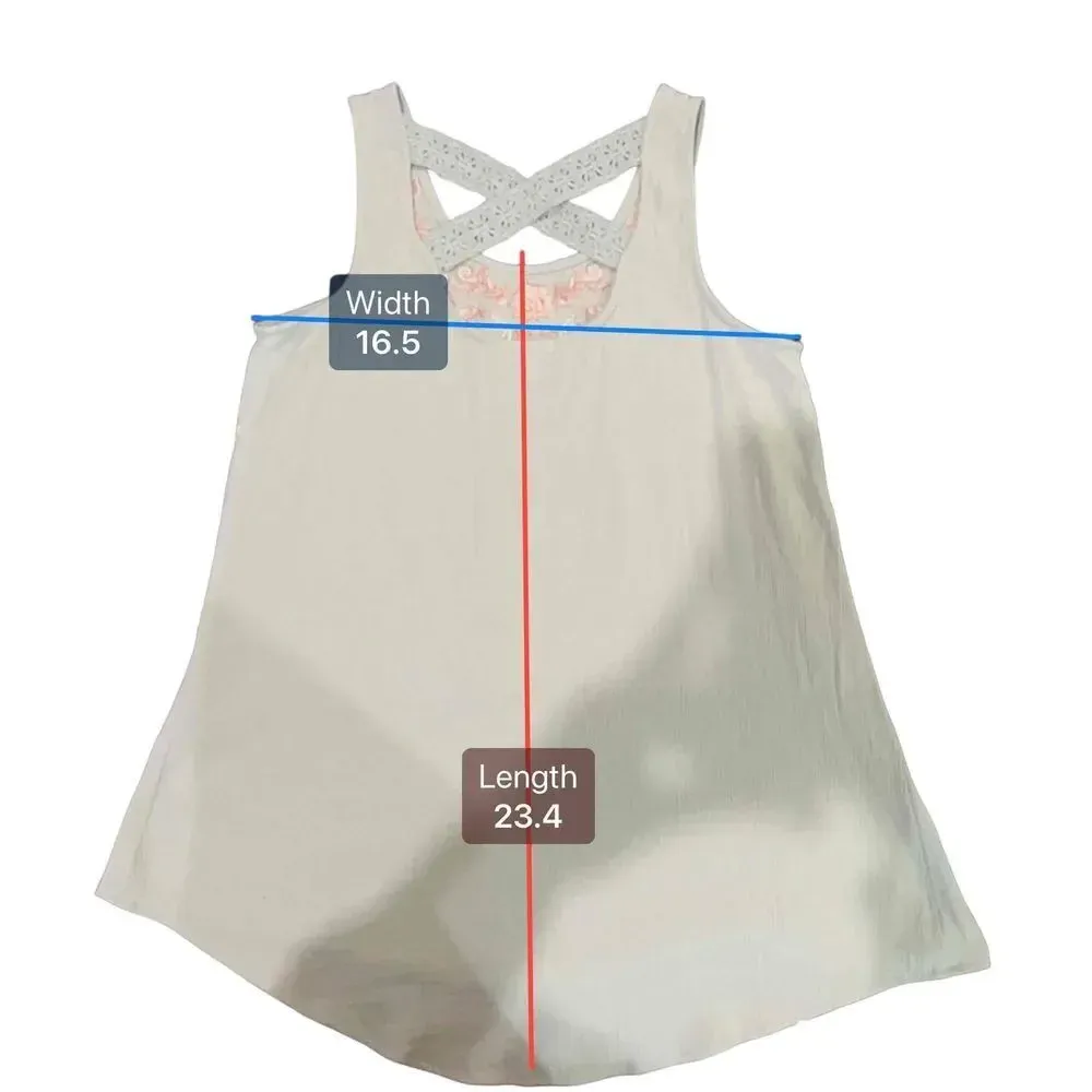 Love Fire‎ Lace Detailing Floral Embroidery Sleeveless Tank Top Size XS Green - Image 4