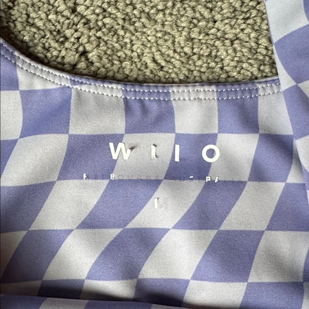 Will The Label Lilac Purple Checkered Sports Bra & Shorts Set SIZE M Size M - Image 4