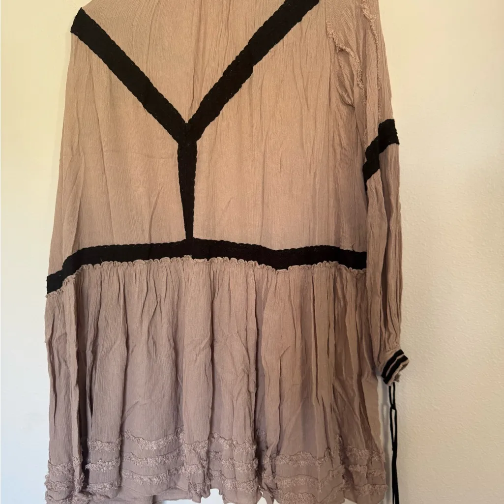 Free People Beige and Black Boho tunic dress Blouse - Image 5