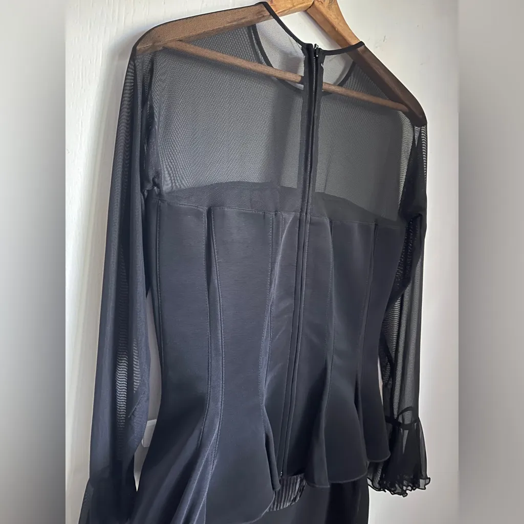 Joseph Ribkoff Vintage Bustier Top Dress Mesh 2-Piece Full Length Skirt Goth 90s - Image 16