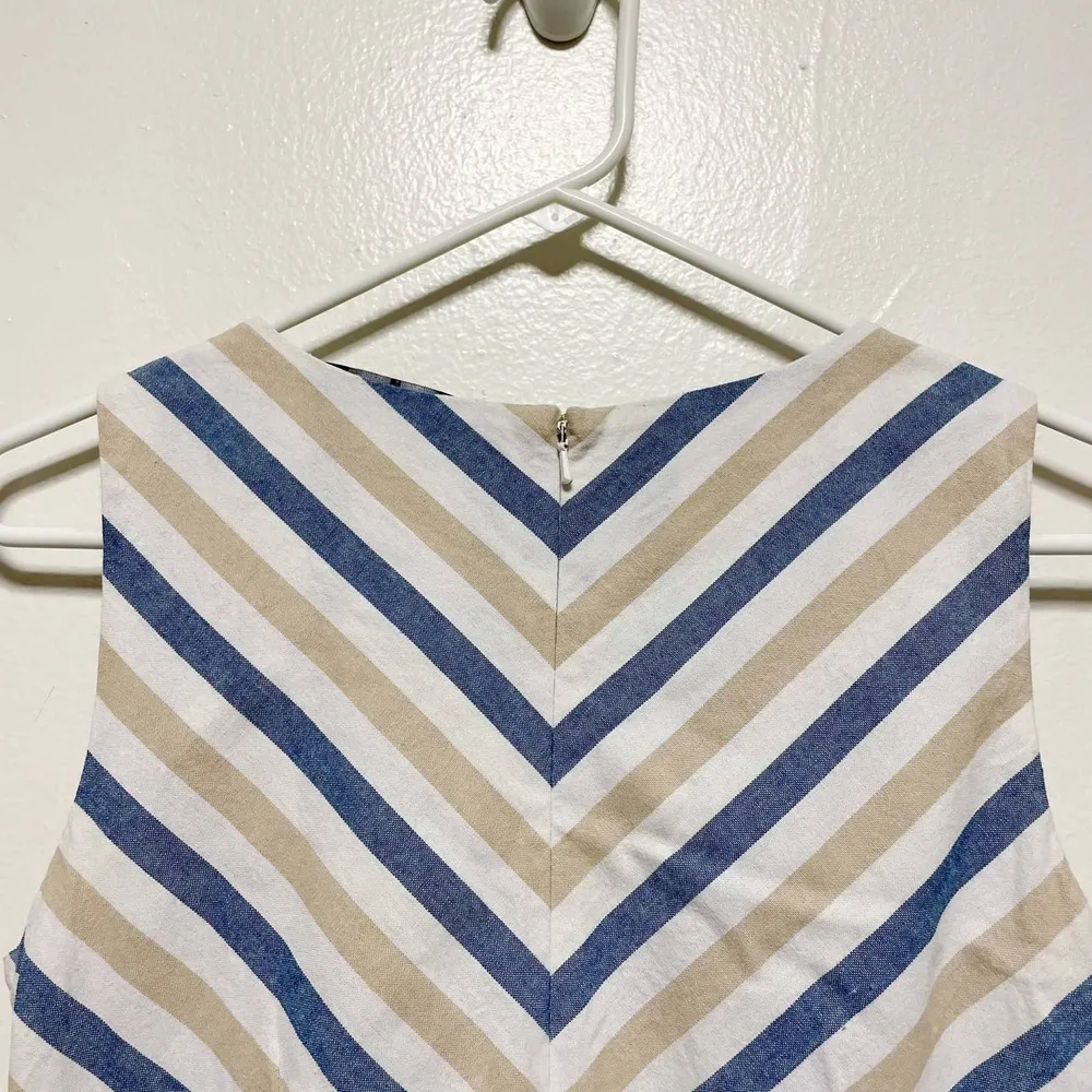 Tommy Hilfiger  Neutral Striped Linen Sleeveless Jumper - Image 7