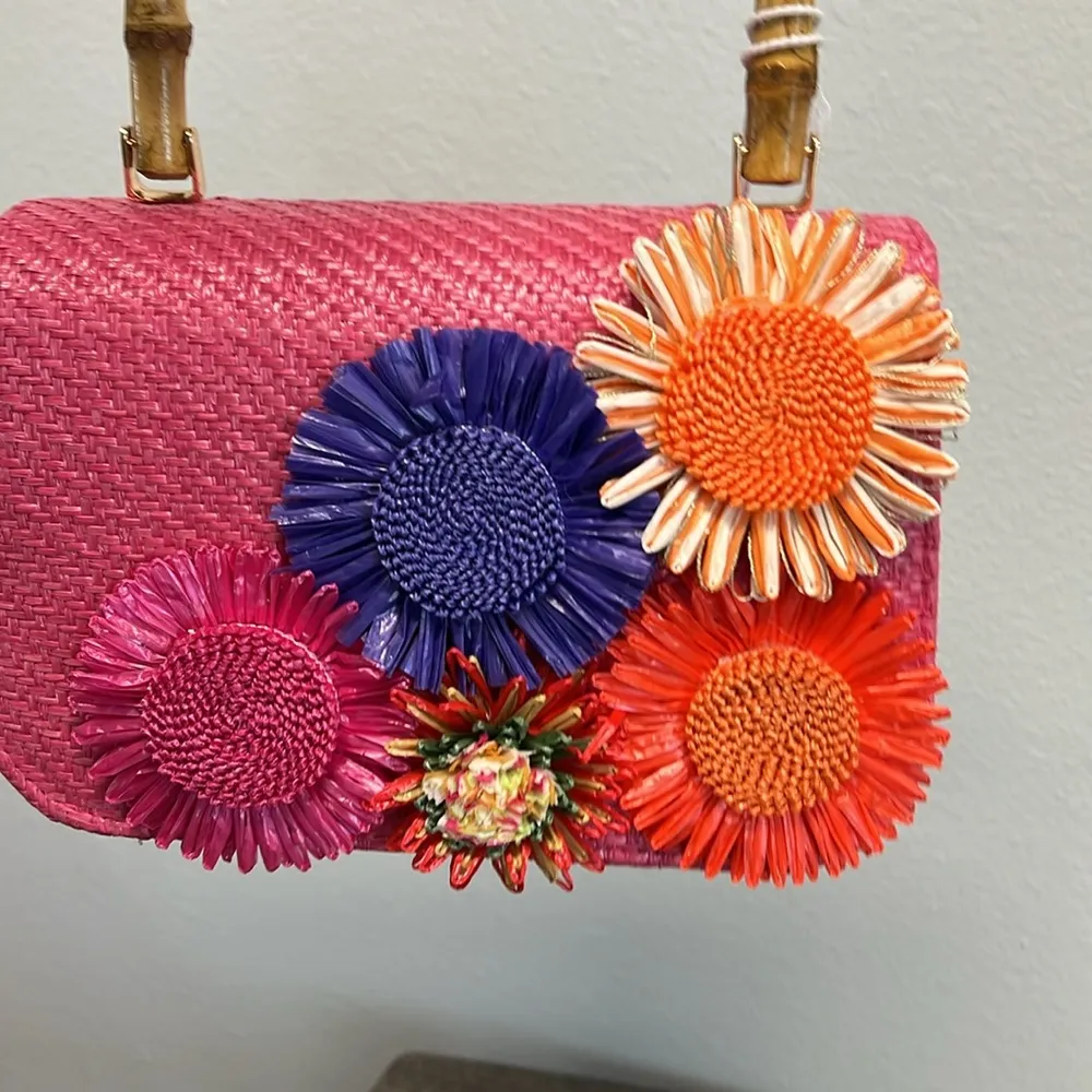 Haute Hippie | Pink Mini Bag w/ Bamboo Handle & Crossbody Chain - Image 14