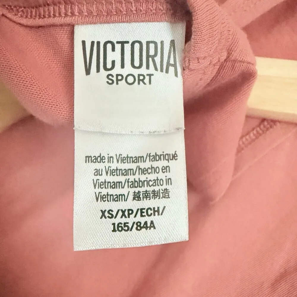 Victoria Sport Top Womens XS Mauve Gold Tank Open Back Big Print Logo Gym Sporty - Image 3