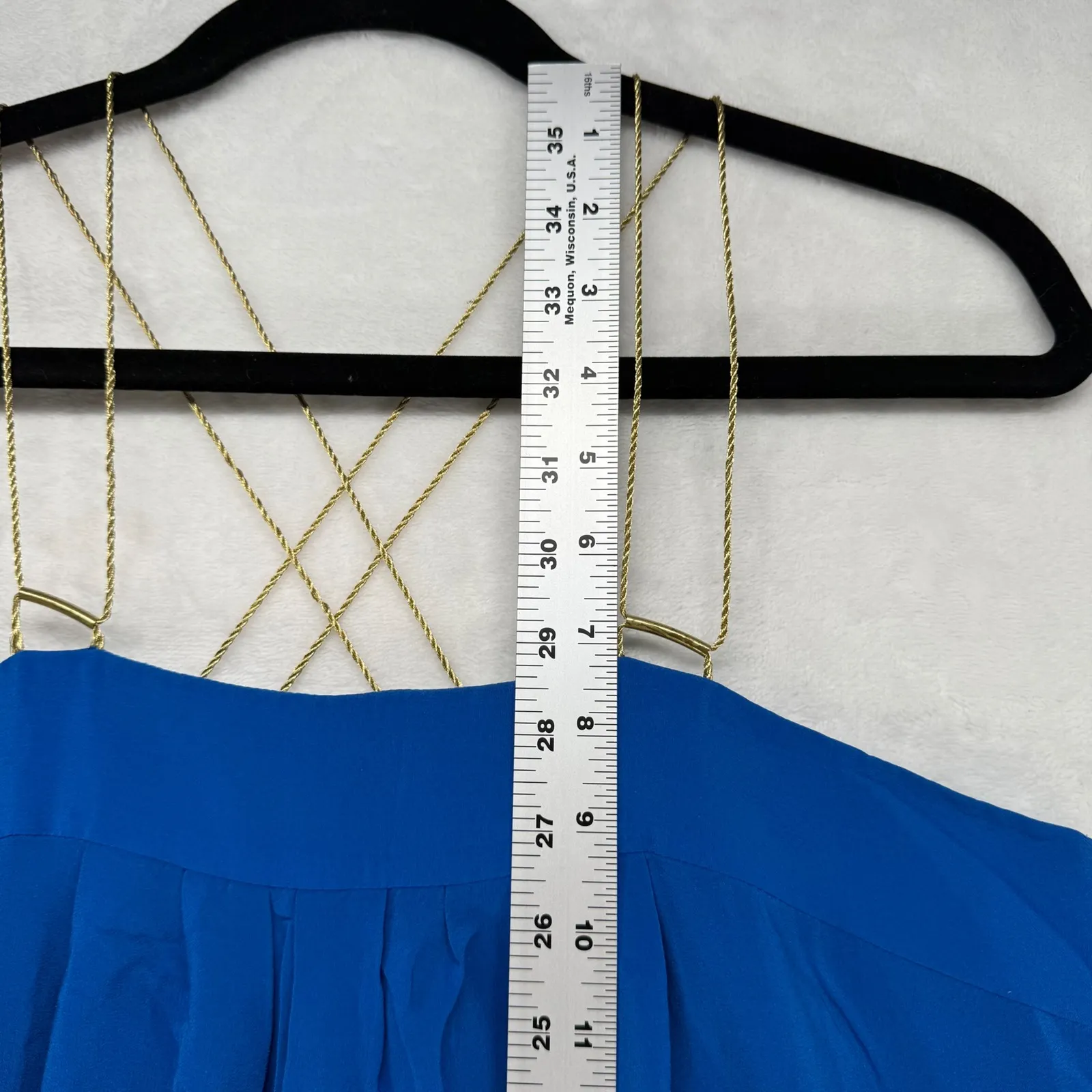 HD In Paris Maxi‎ Dress Gold Strap Sleeveless Flowy Blue Dress Size 6 - Image 5