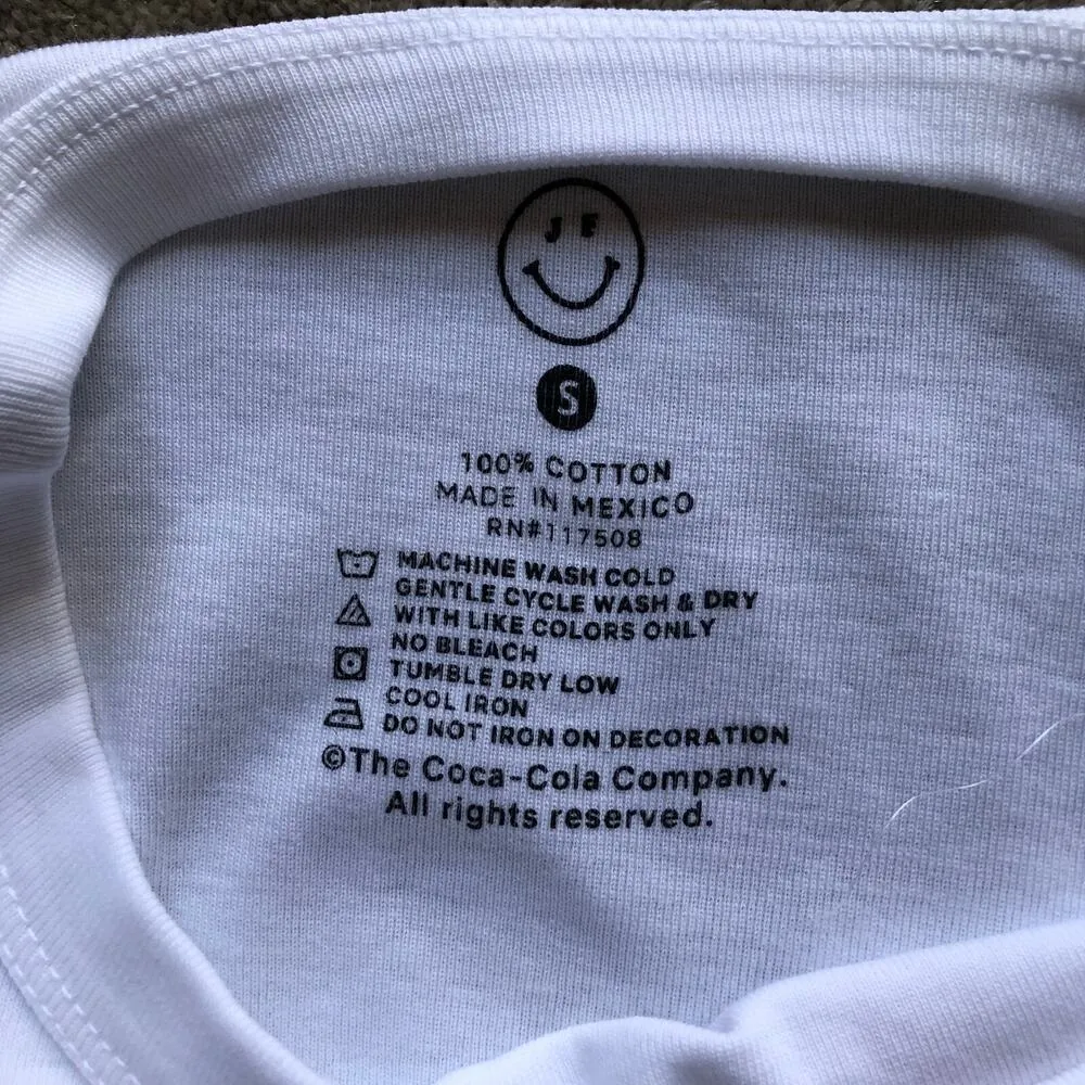 Coca Cola Diet Coke Shirt Crew Neck Short Sleeve White Cotton Women's Size Small - Image 7