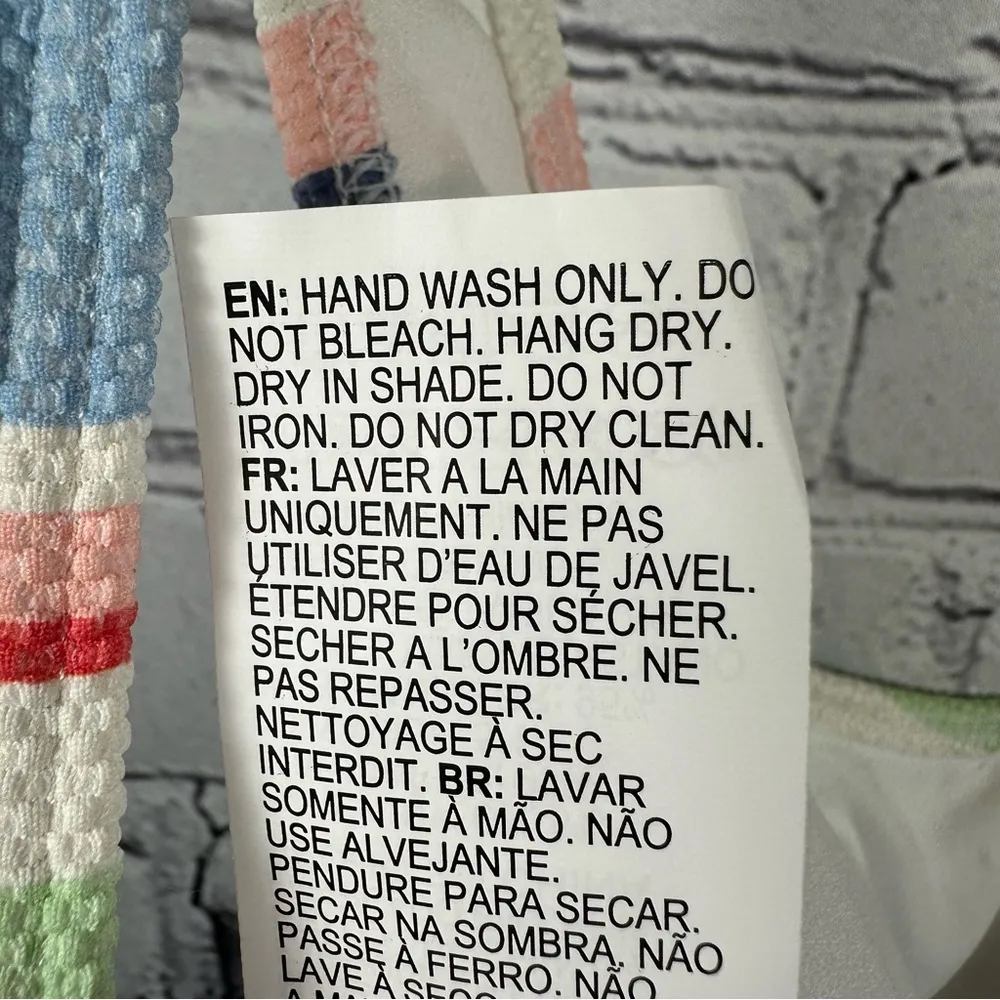 Roxy Juniors’ Line Up Striped Pique Bralette Bikini Swim Top Off-White M NWT - Image 8