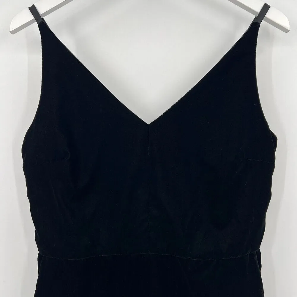 Banana Republic Black Strappy Velvet Jumpsuit V-Neck Straight Leg Women's Size 4 - Image 4