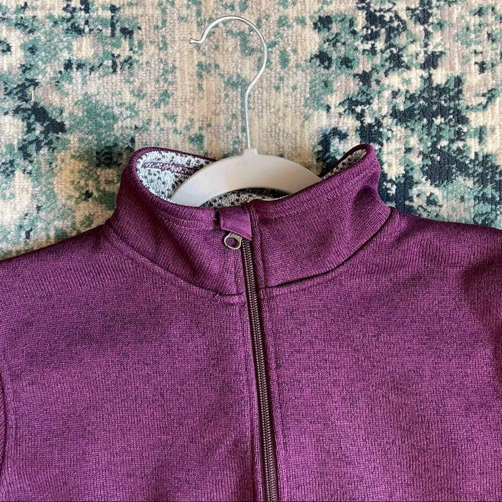 Eddie Bauer Fuschia/Purple Quarter Zip Knit Pullover Size Large - Image 3