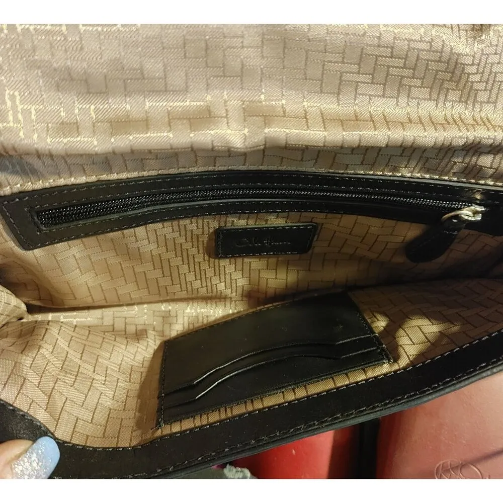 Cole Haan Black Patent Leather Crocodile Clutch Bag Purse Wallet - Image 2