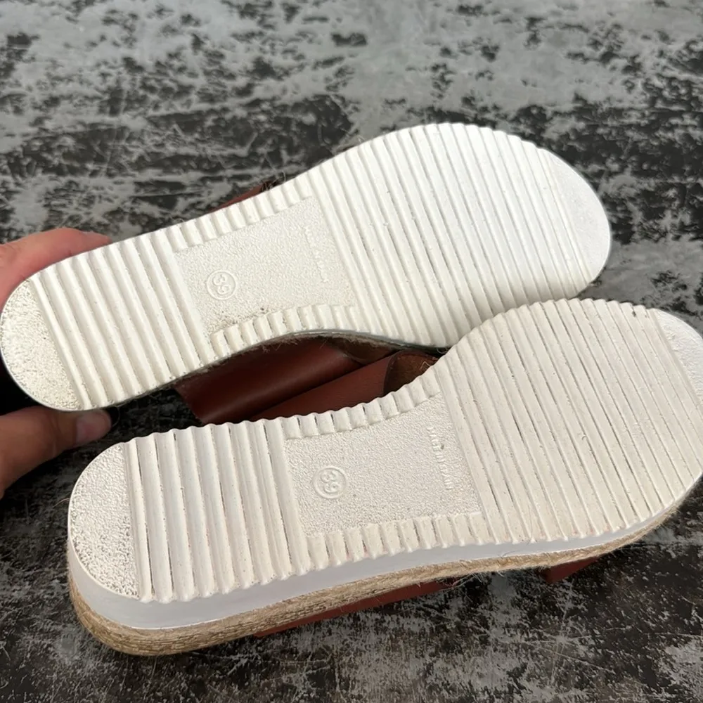 Bertuchi Brown Leather Made in Spain Wedge Slide Sandals Size 8 - Image 5