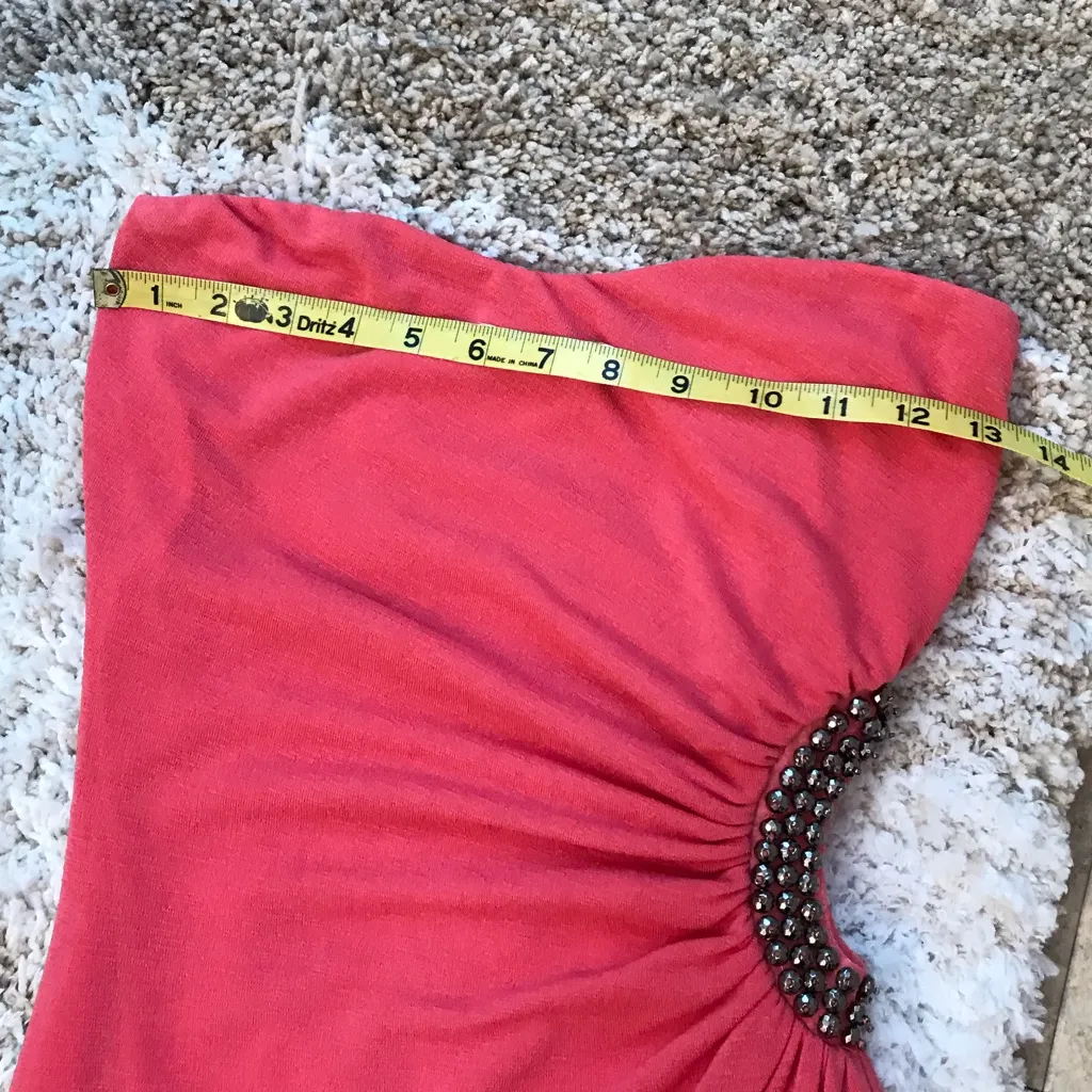 Y2k Codigo strapless body con dress w/ side cut out Sz Small Coral? Party Hoco Pink - Image 4