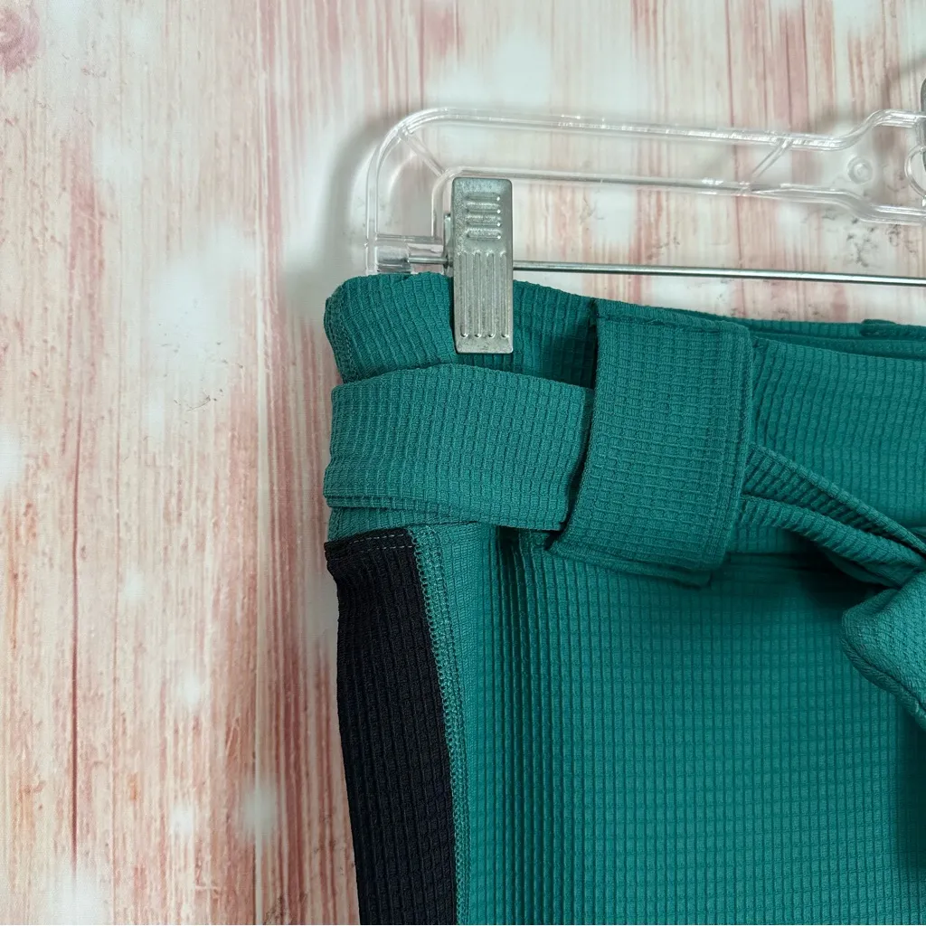 YEAR OF OURS Green Side Striped Thermal Ski Belted Waffle Knit Leggings - Image 7