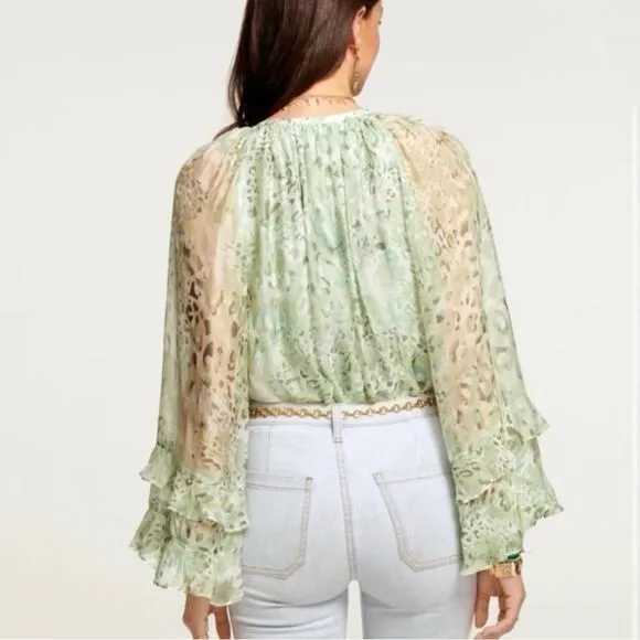 Ramy Brook Printed Reed Tie Front Long Sleeve Silk Blend Blouse
Ramy Small - Image 2