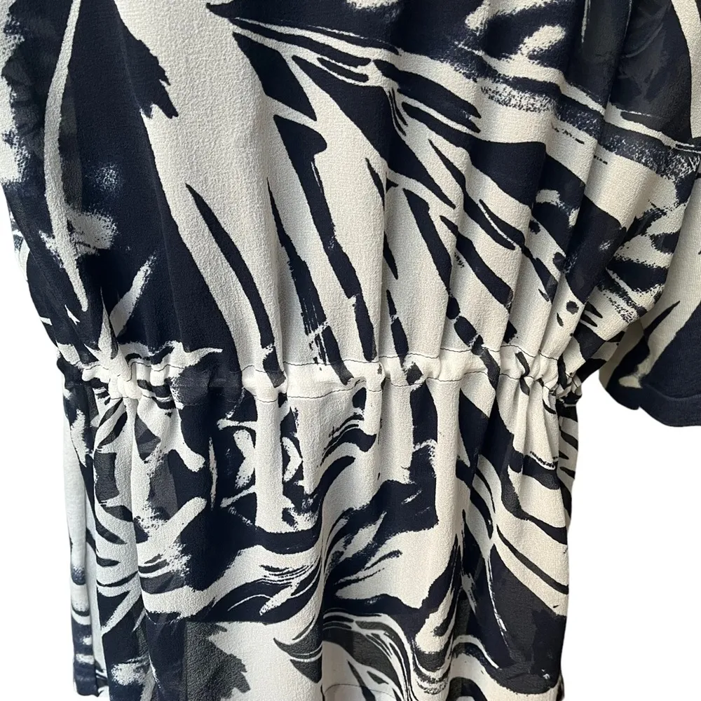 Silk Blend Lightweight Open Front Cardigan, Navy/White, Sz XL - Image 10