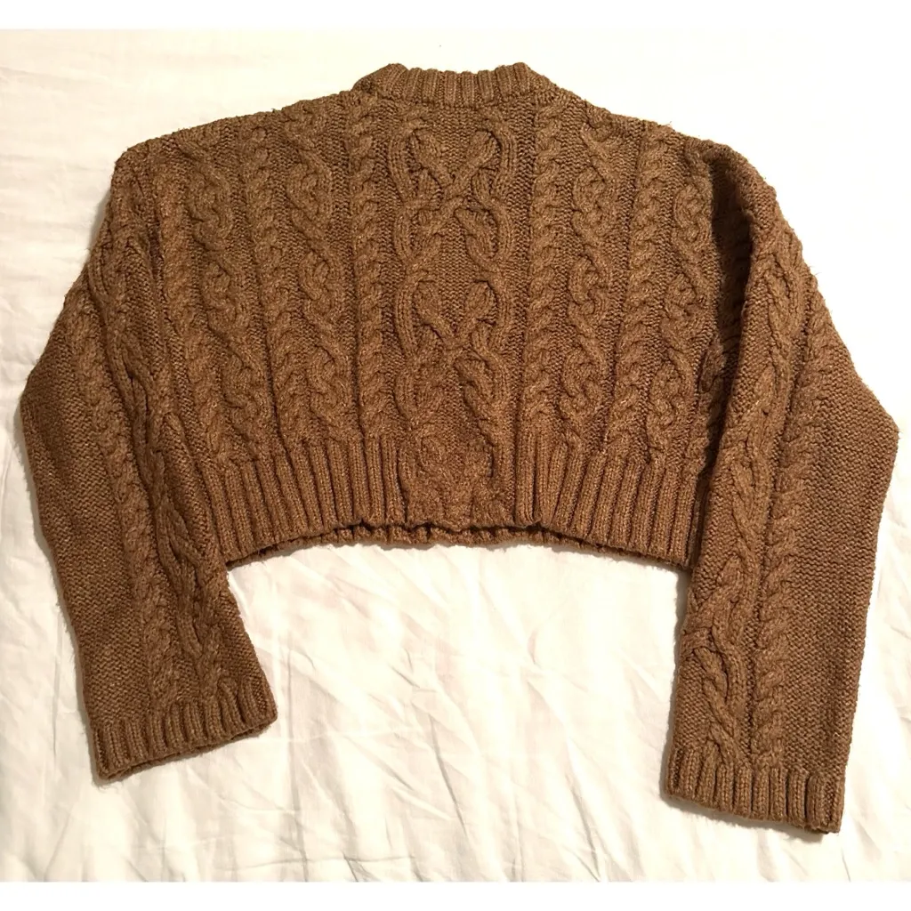 ZARA  Cable Knit Sweater Taupe Brown - Image 12