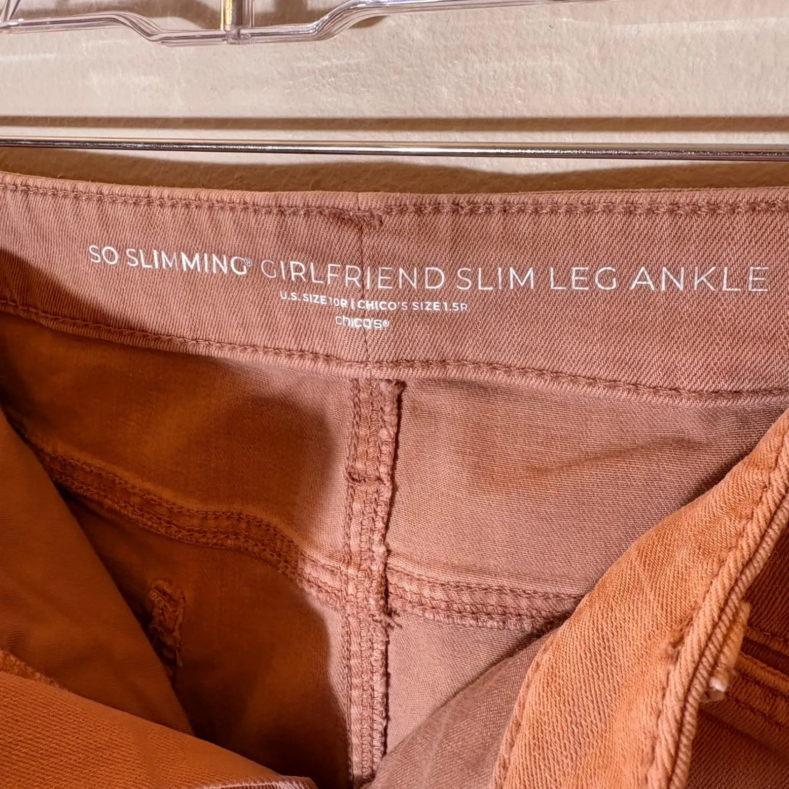 Chicos So Slimming Girlfriend Slim Leg Ankle Jeans Desert Coral Size 10R 1.5R - Image 6