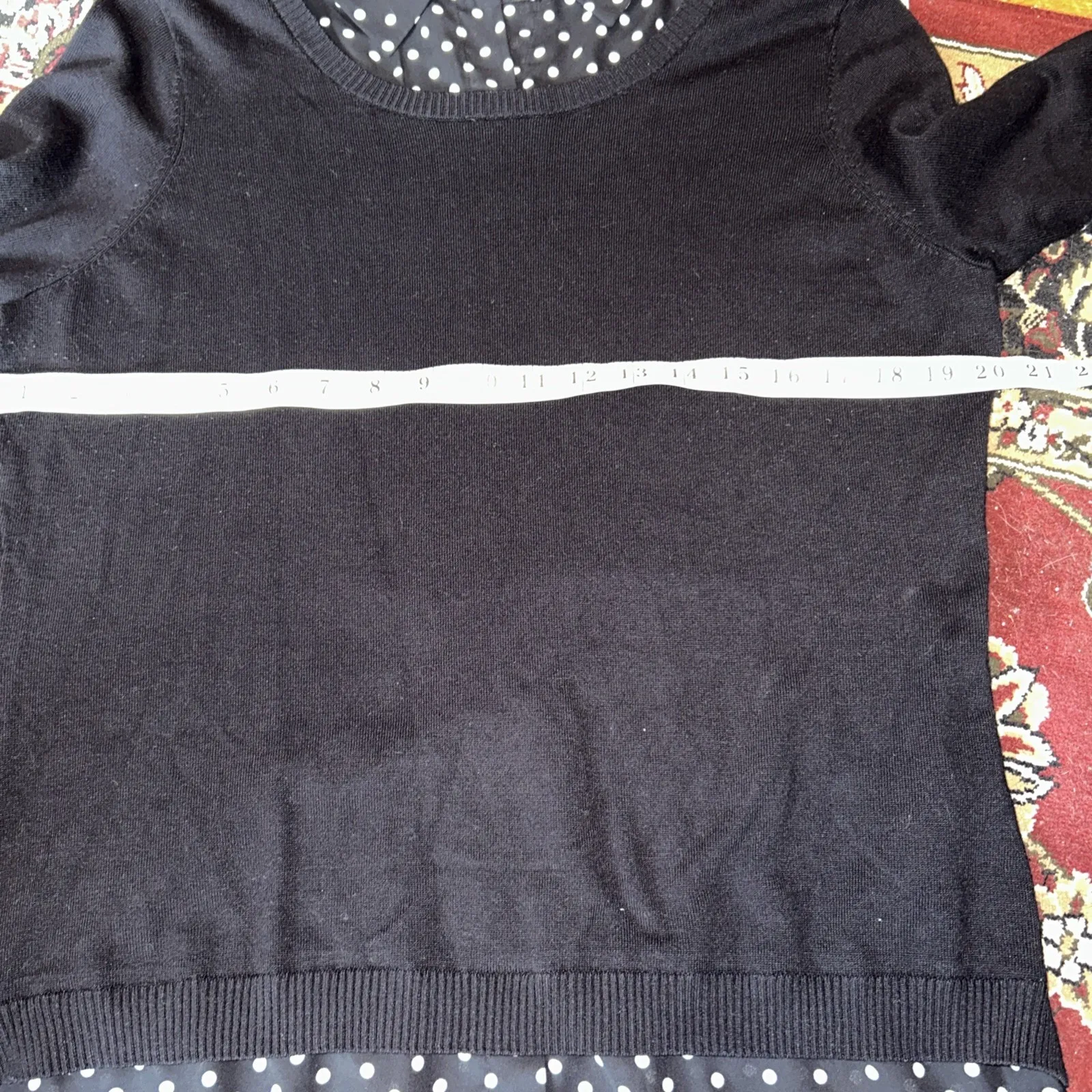 Women's ADRIANNA PAPELL Black Combo Long Sleeve Sweater Blouse Size L - Image 6