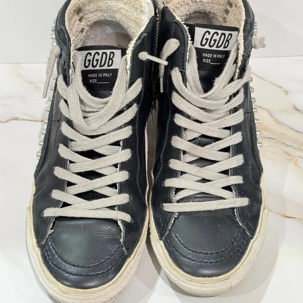 Slide Mid-Top Leather Stud Sneaker Size 35 - Image 5