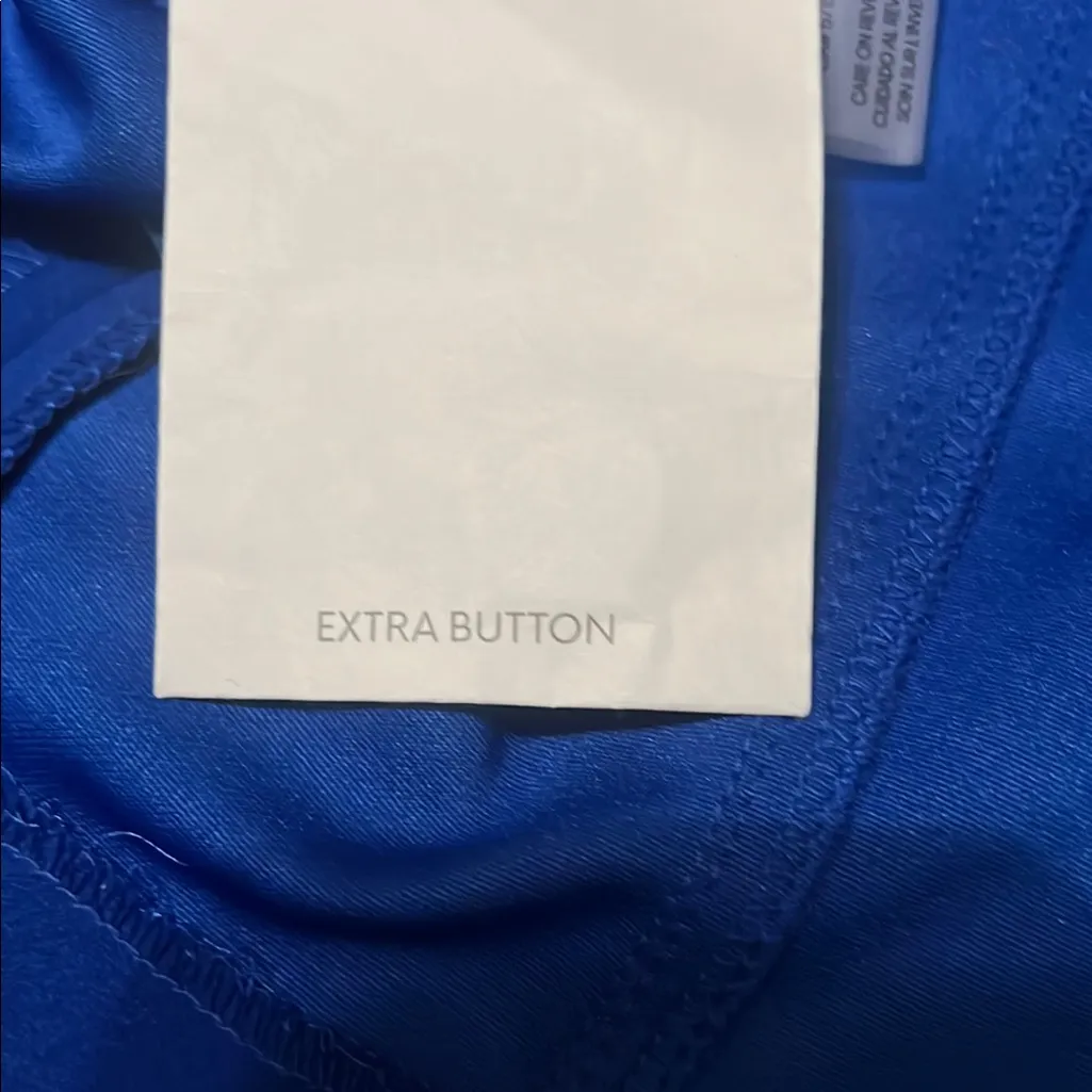 Calvin Klein Blue Asymmetrical Sheath Dress with Notched Collar - Image 9