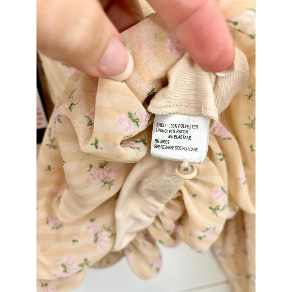 Gianni Bini Floral Long Sleeve Round Neck Blouse Pink Floral Print Stripes Sz XS - Image 11