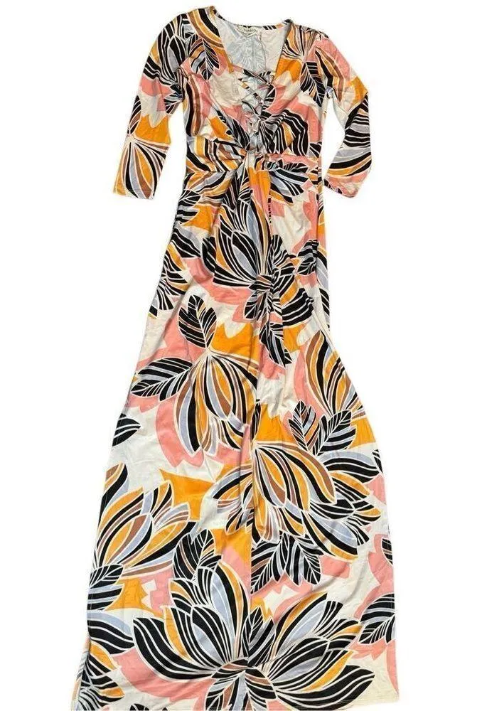 NEW Yumi Kim One & Only pattern Maxi Dress Sz XS in Pink Retro Bloom - Image 10