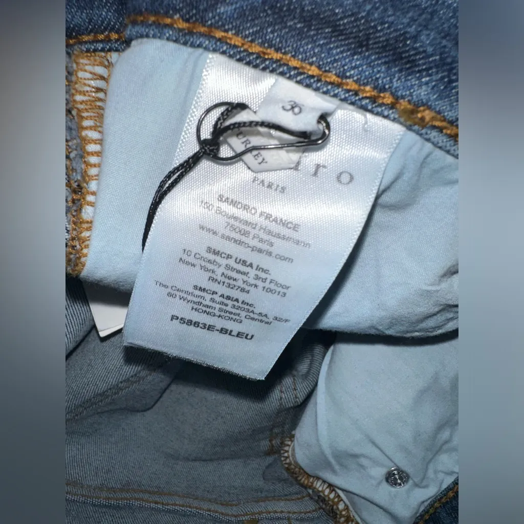 Sandro Star Print Mid Rise Stretch Jeans Blue NWT Size 36 (US 4) - Image 7