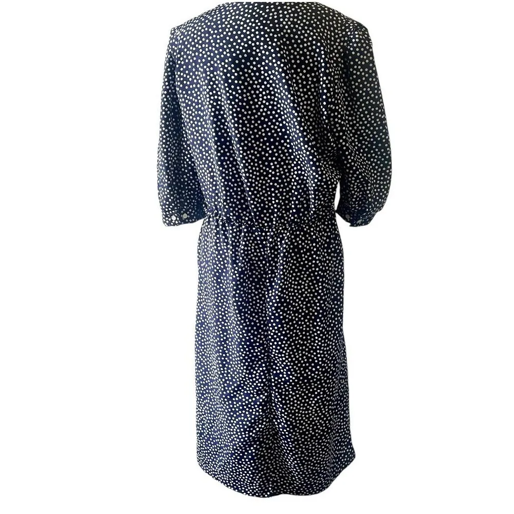 Vintage Breli Originals Navy Blue Polka Dot Dress ILGWU Union Made Dress Size 12 - Image 6