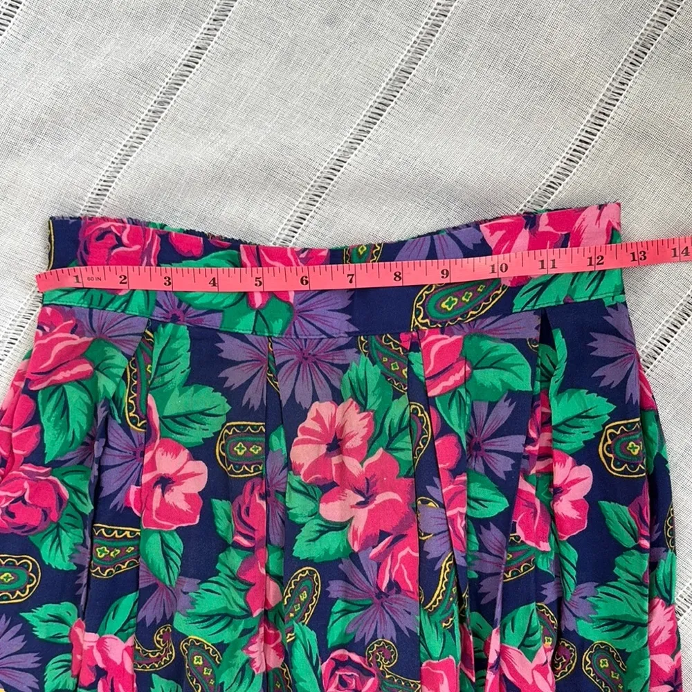 Vintage Midi Skirt with Tropical Print Pink - Image 5