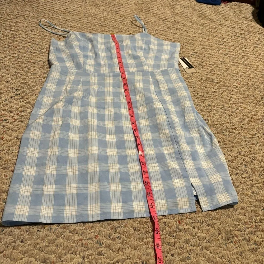 NWT Nordstrom BP Lola Plaid Square Neck Blue Sundress- Size Large - Image 11