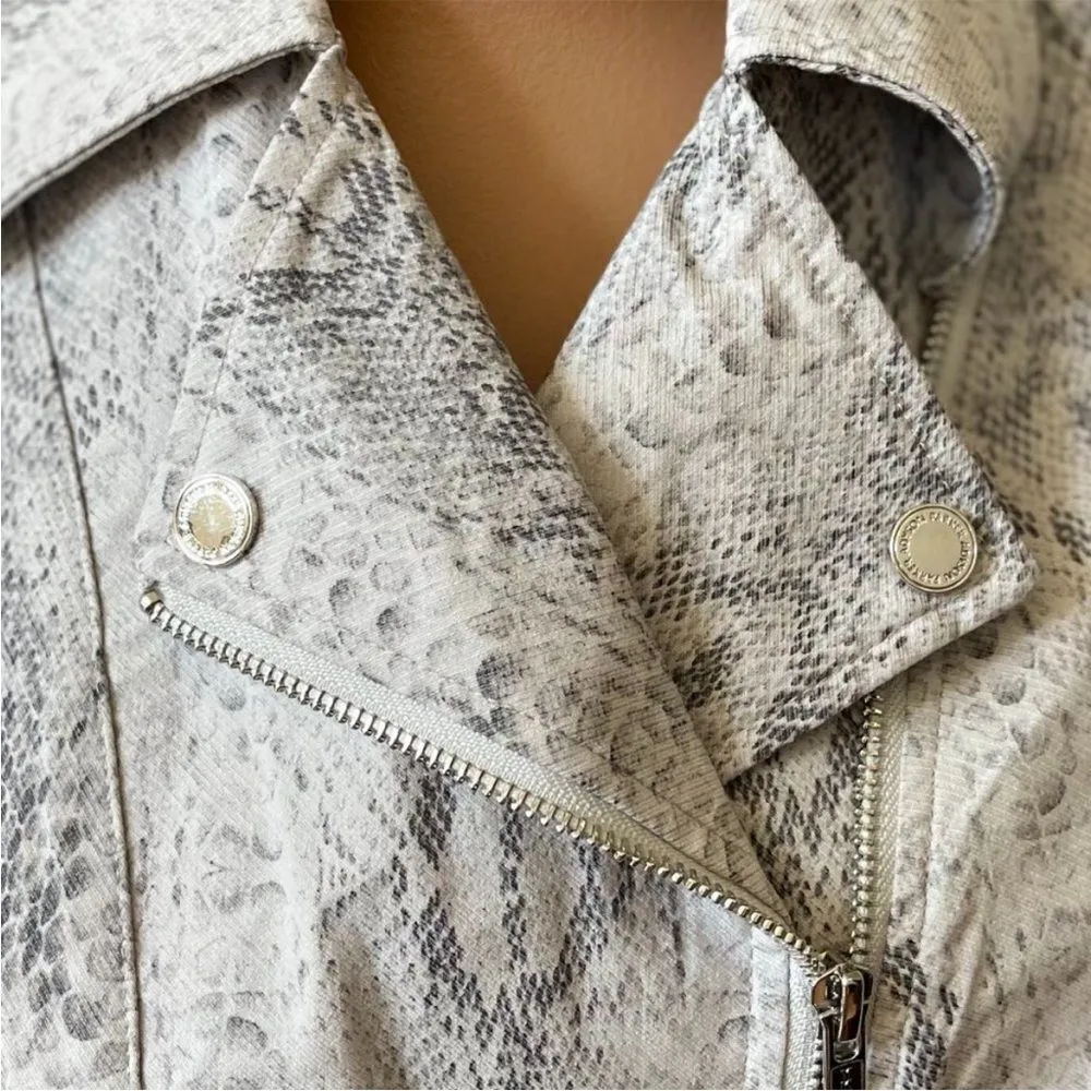 NWT Dyson Parker snake print moto jacket M Gray Size M - Image 4