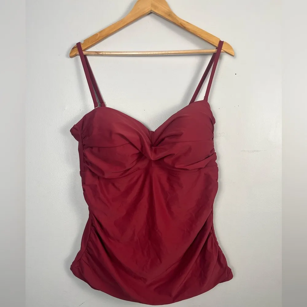 GRND Women Bandeau Tankini Swimsuit Front Twist Bikini Top size XXL Pink - Image 2