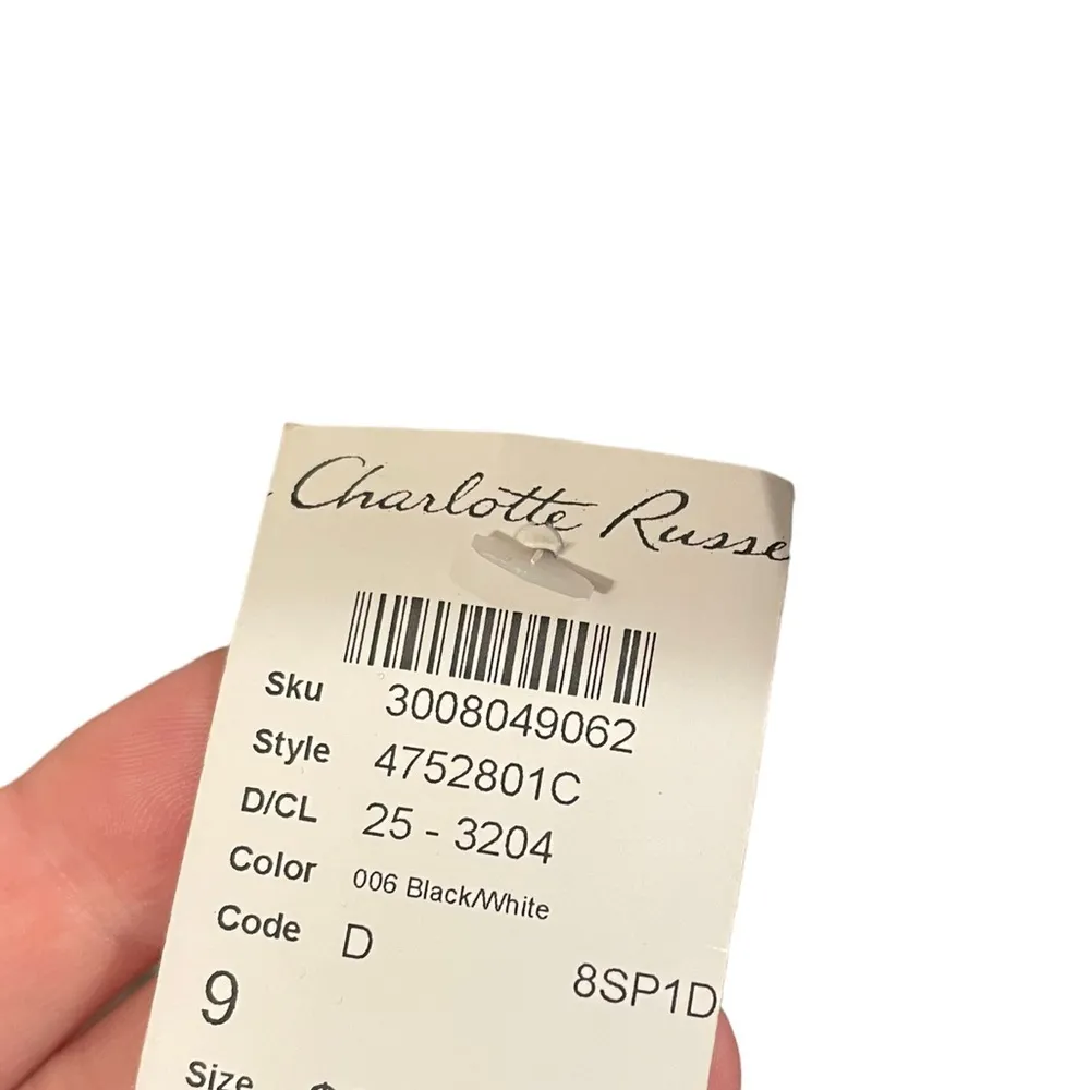 NEW Charlotte Russe Y2K Black White Abstract Eclectic Floral Ruched Halter Dress - Image 8