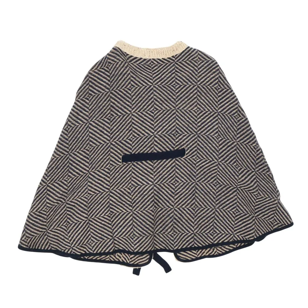 Anthropologie HWR Wool Blend Cable Knit Cape Cardigan Navy Ivory Jacket S/M - Image 9