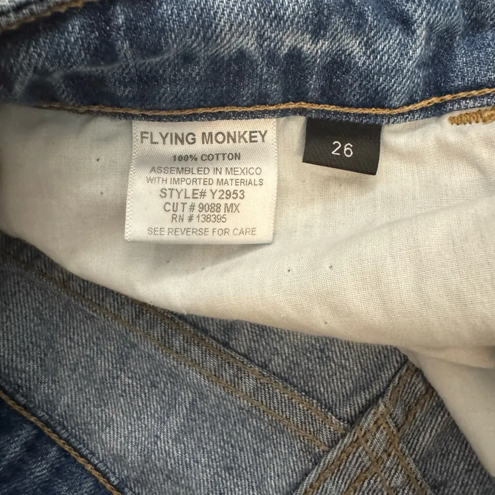 Flying Monkey Distressed Blue Denim Shorts size 26 - Image 4