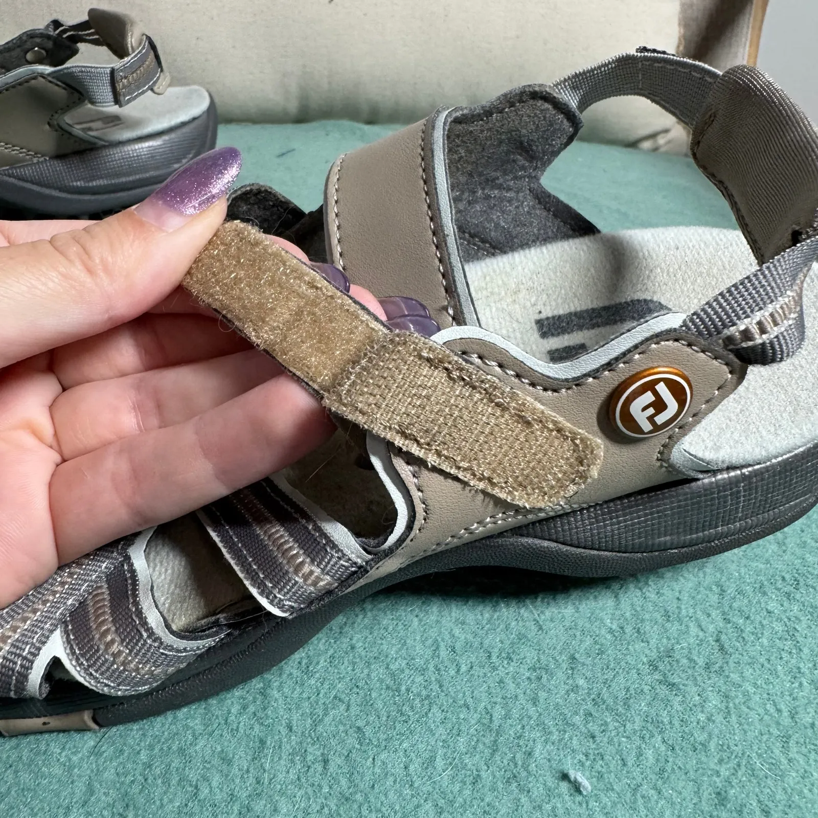 Footjoy Golf Sandals Women 7M Tan/Light Gray Sport STYLE#48446 Sport Active Tan Size 7 - Image 4