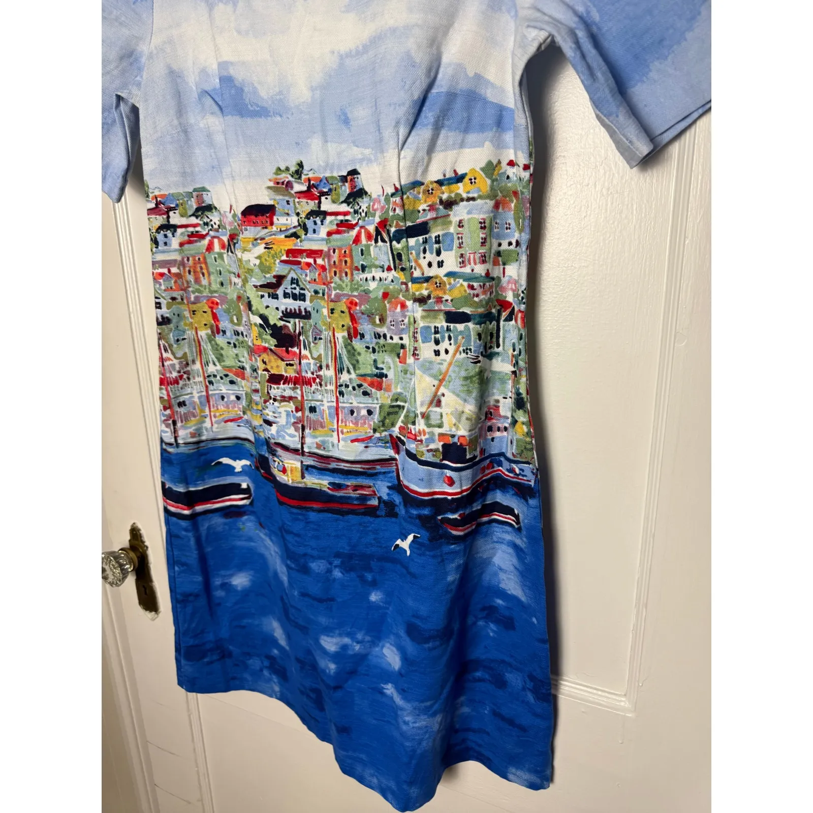 Rafaella Weekend City Seascape Structured Italian Coastal Short Sleeve Dress 6 - Image 3