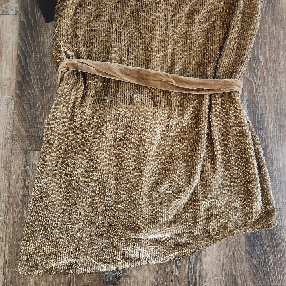 Retrofete Ella Sequin Dress One Shoulder Size XXL NWT Brown Mini - Image 6