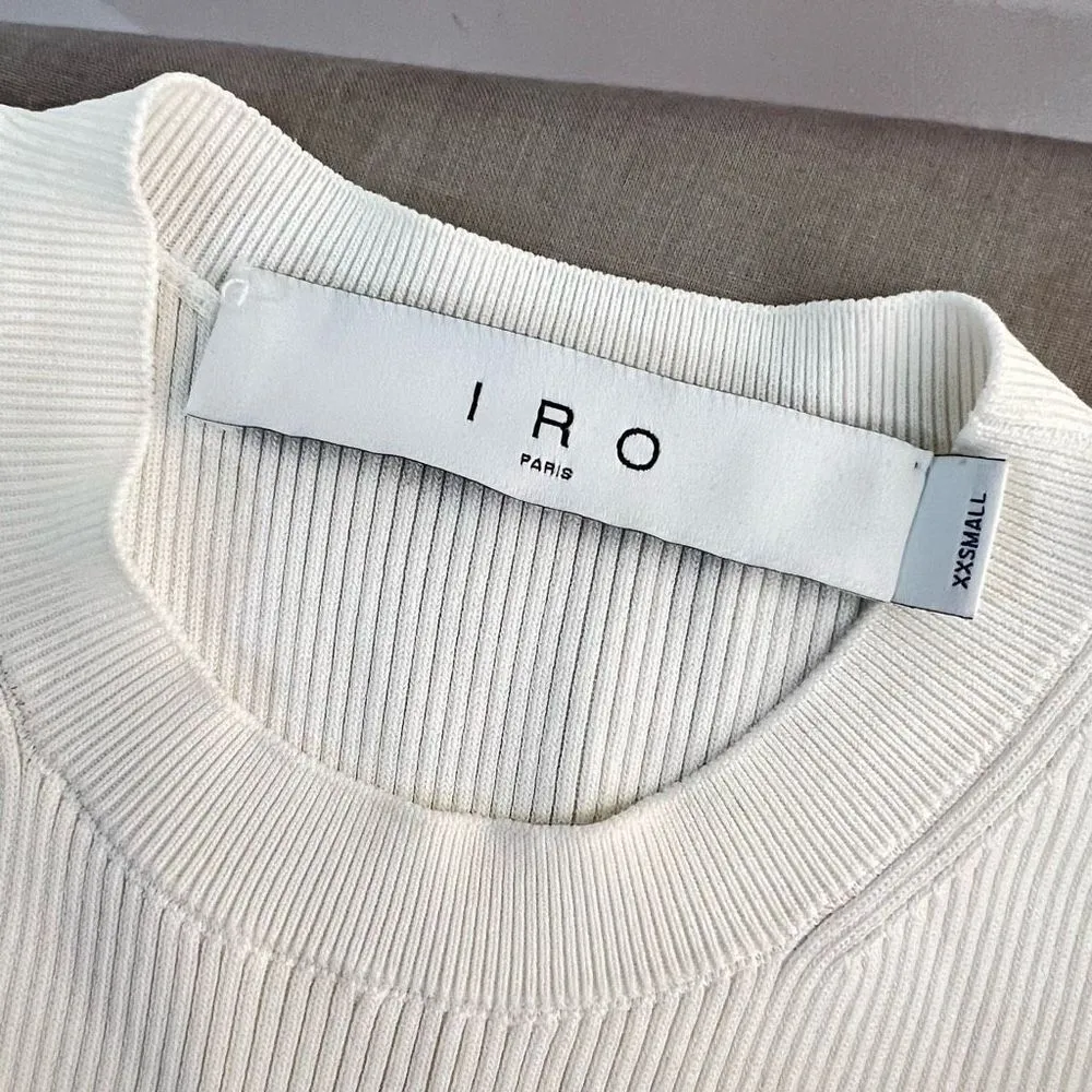 IRO Aurora white one sleeve ribbed bodycon mini dress size xxs - Image 13