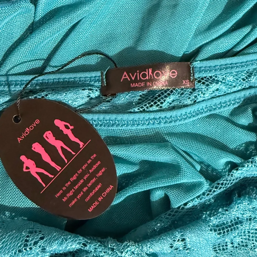 Elegant Teal Lace Halter Chemise - Image 2