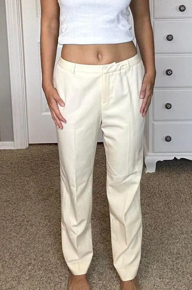 Jones New York Cream Wool Straight Leg Slack Pant - Image 3