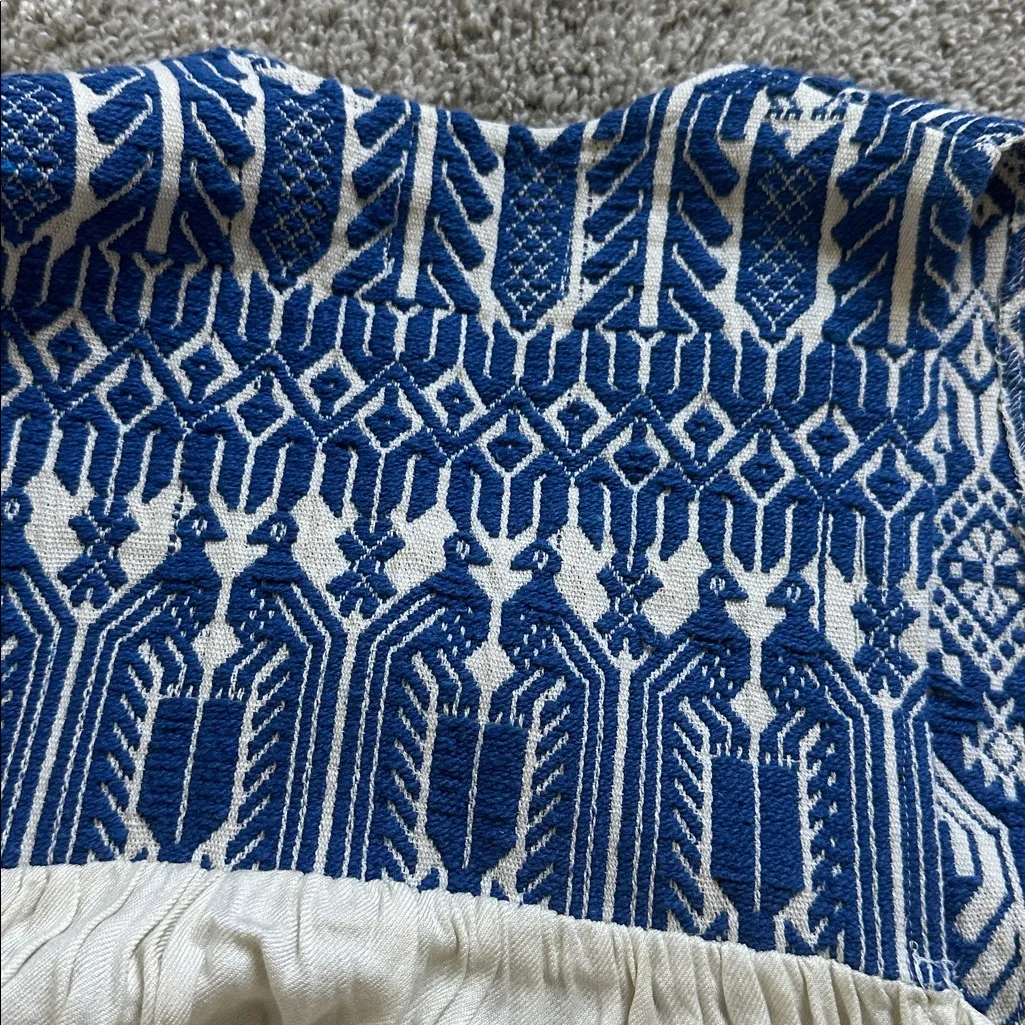 Judith March Cream dress with Blue Embroidery and Colorful Tassels - Image 12