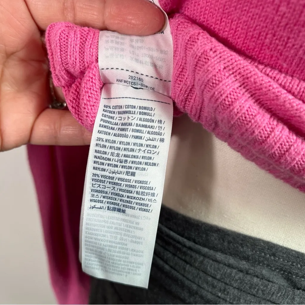 Abercrombie & Fitch Vtg Y2K‎ Pink Green Moose Logo V Knit Sweater Womens Small - Image 6