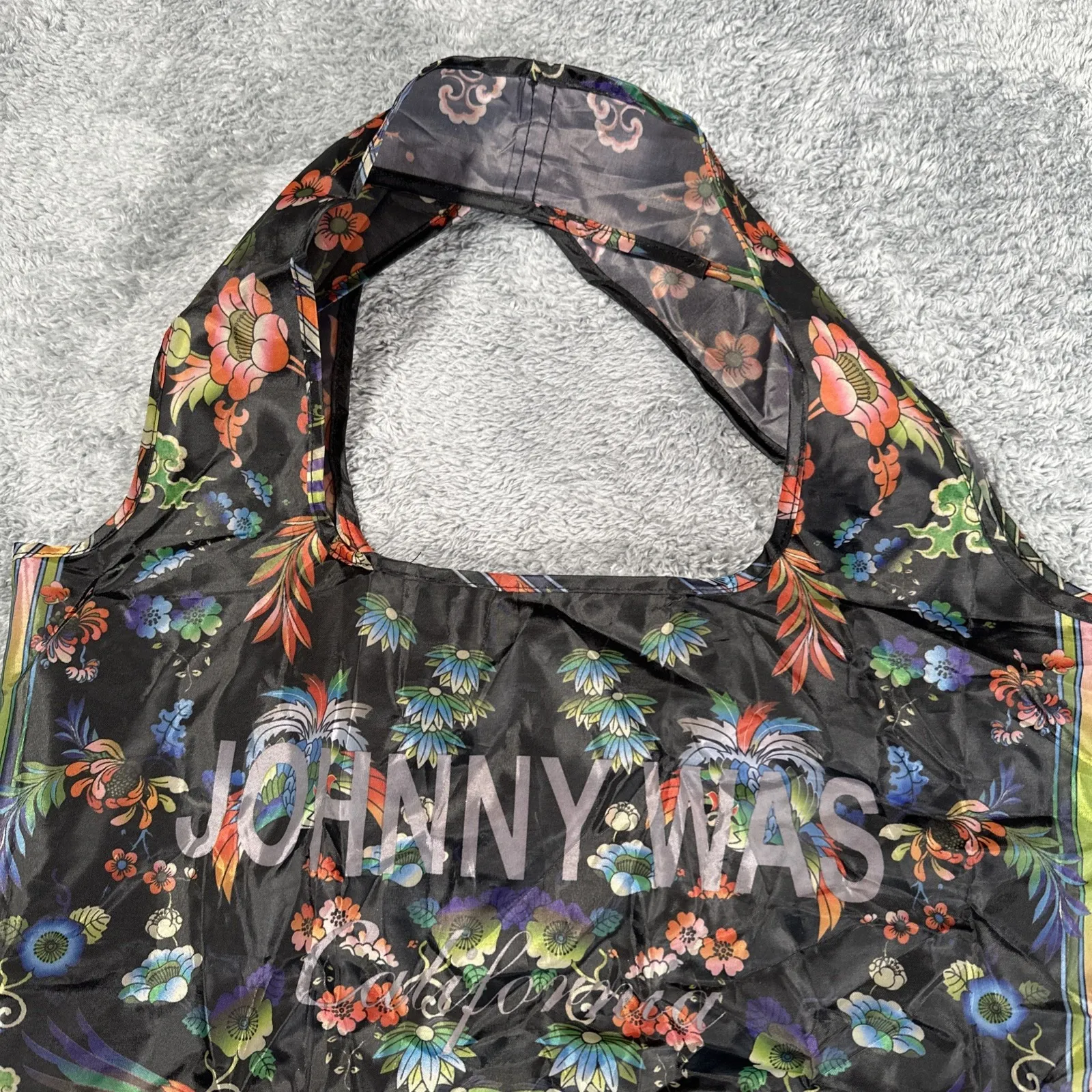 JOHNNY WAS NEW LARGE PLASTIC SHOPPING BAG AOP HIPPIE COLORFUL BIRDS Sustainable - Image 2