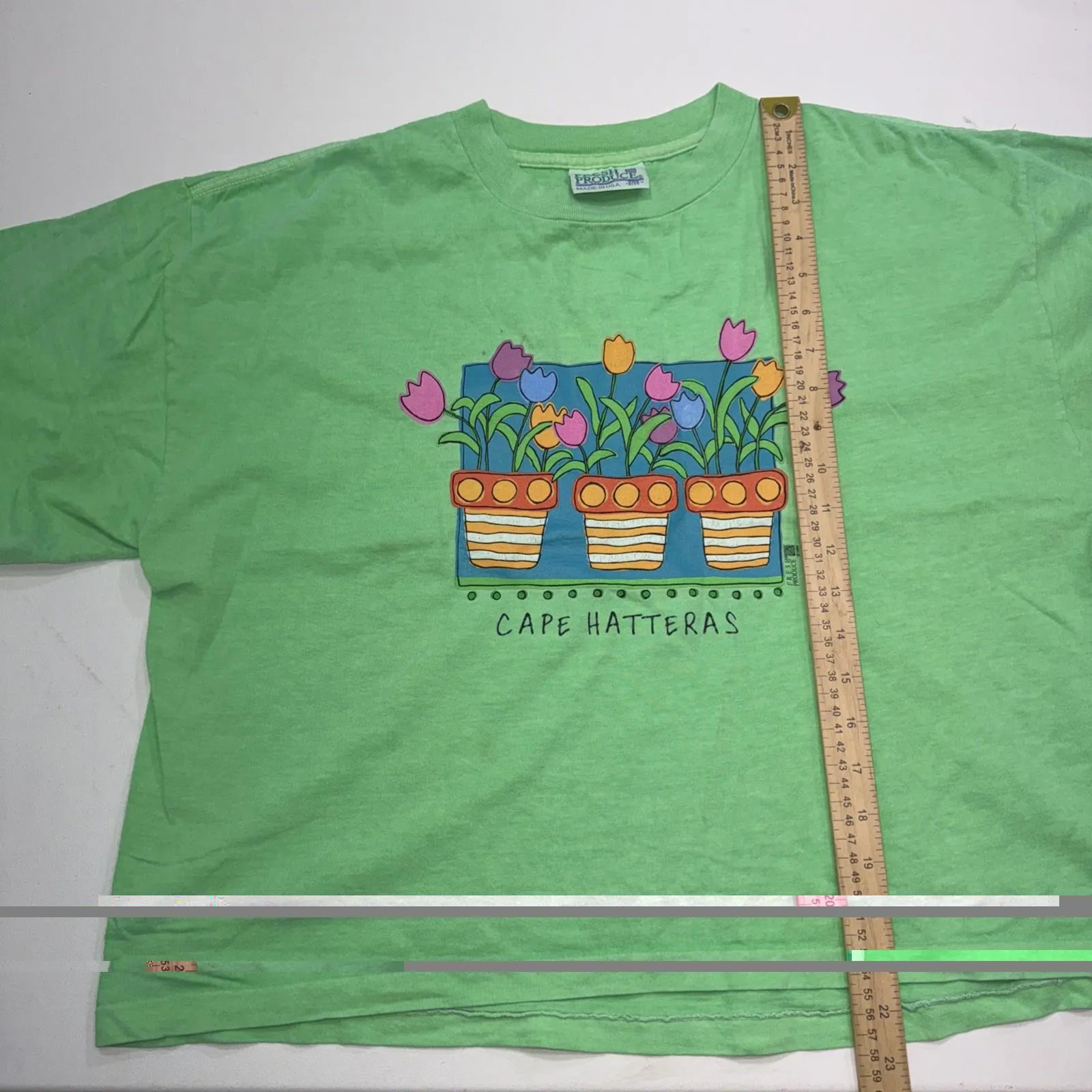 Vintage 1995 Fresh Produce Floral Graphic Oversized Crop Top One Size T-Shirt - Image 5