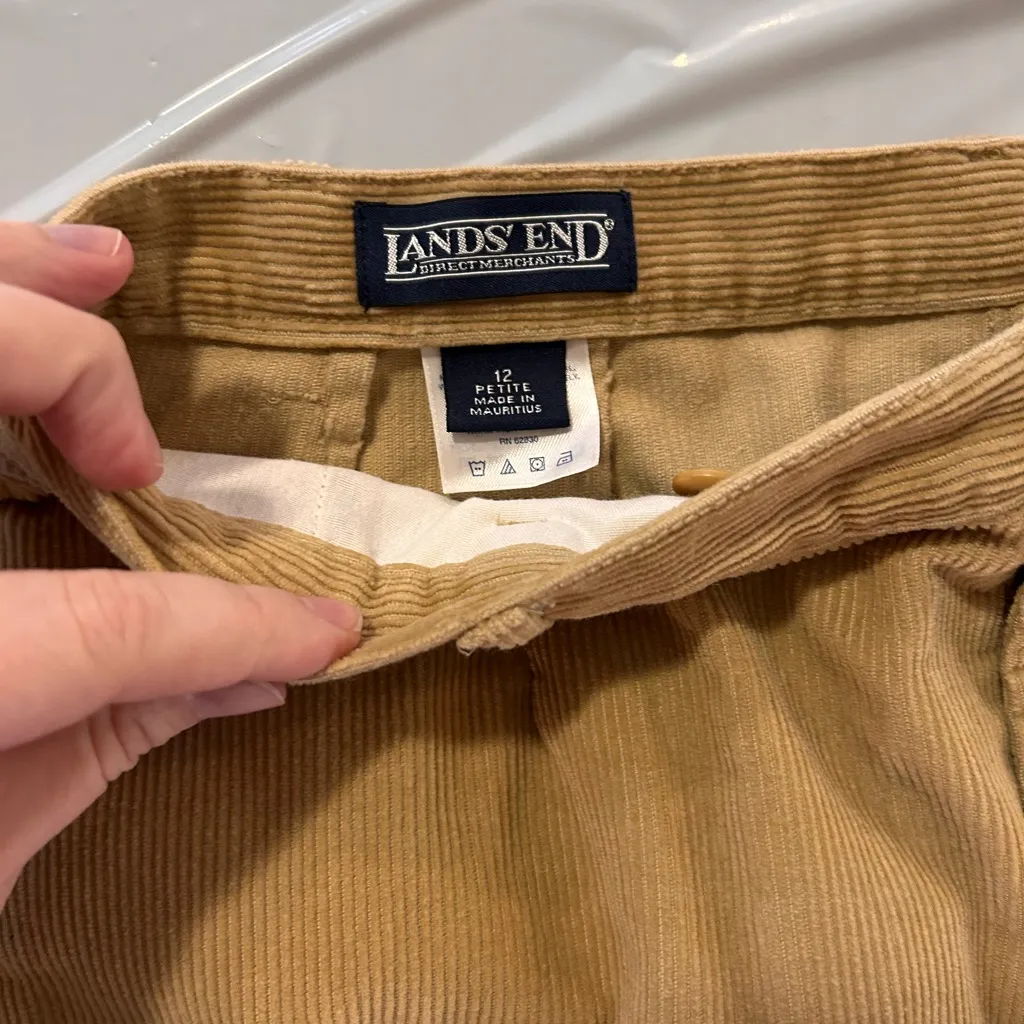 Vintage Lands End corduroy pants Size 12 Petite Tan Women’s 30” Waist 28” - Image 3